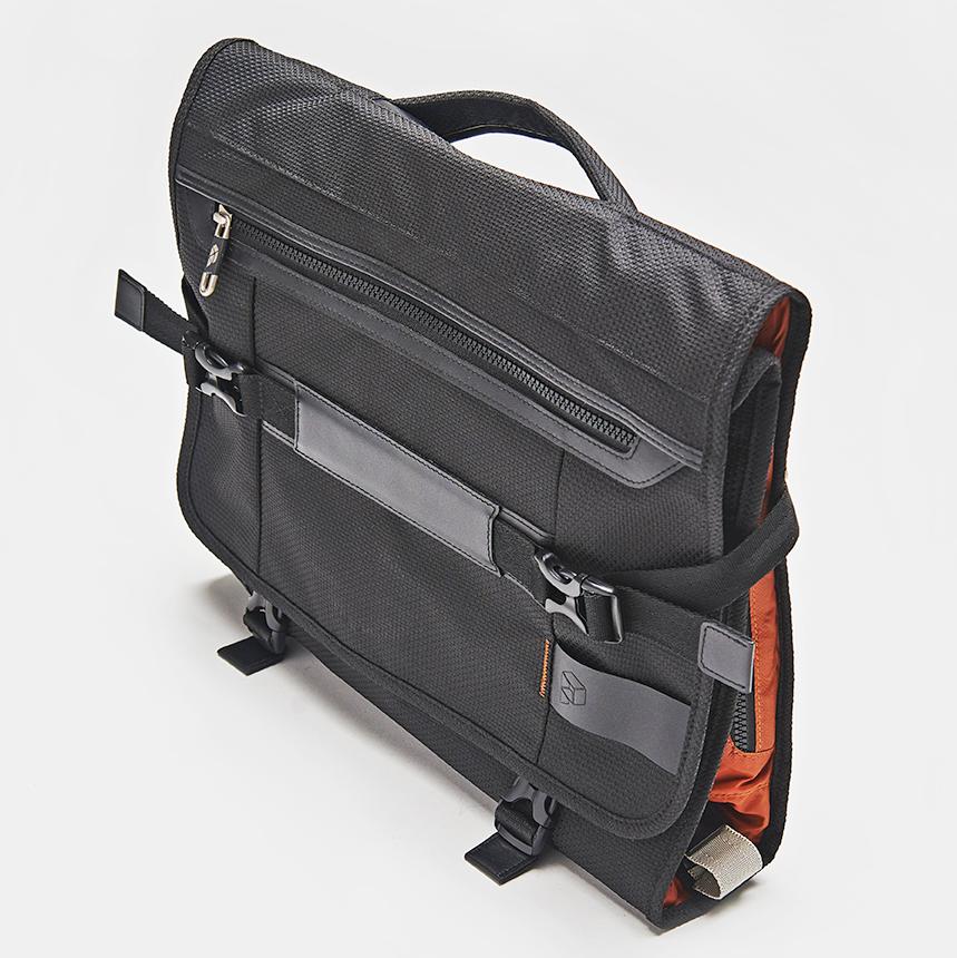 The PLIQO Bag viewed from a top diagonal angle in a studio setting.