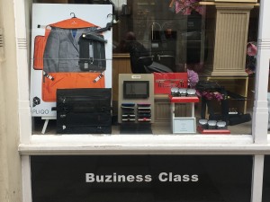 Retailer Buziness Class Shop window in London, UK
